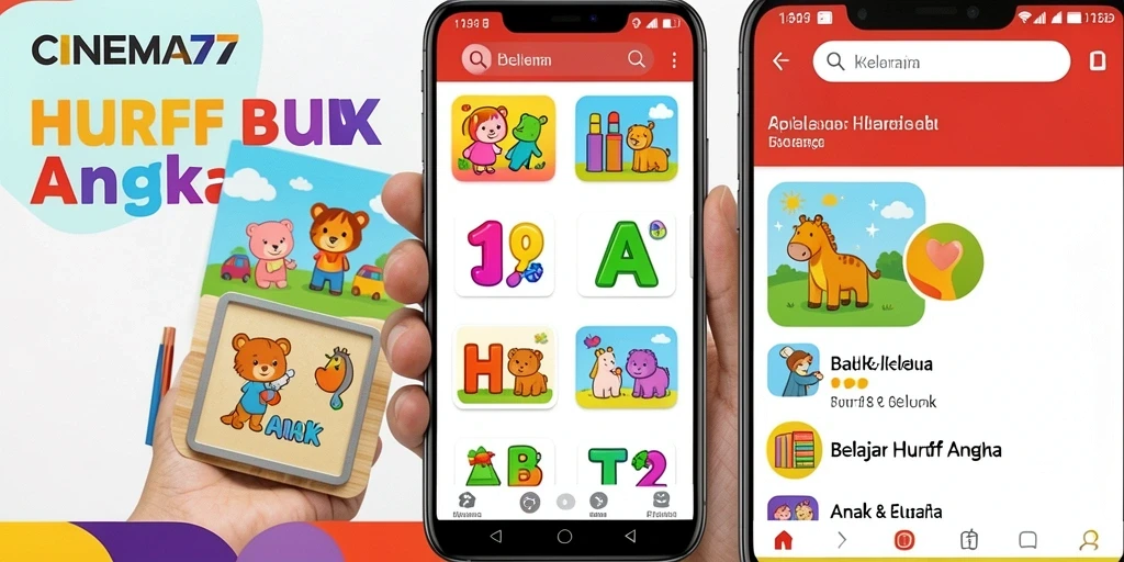 Tampilan antarmuka aplikasi belajar huruf dan angka yang menarik.