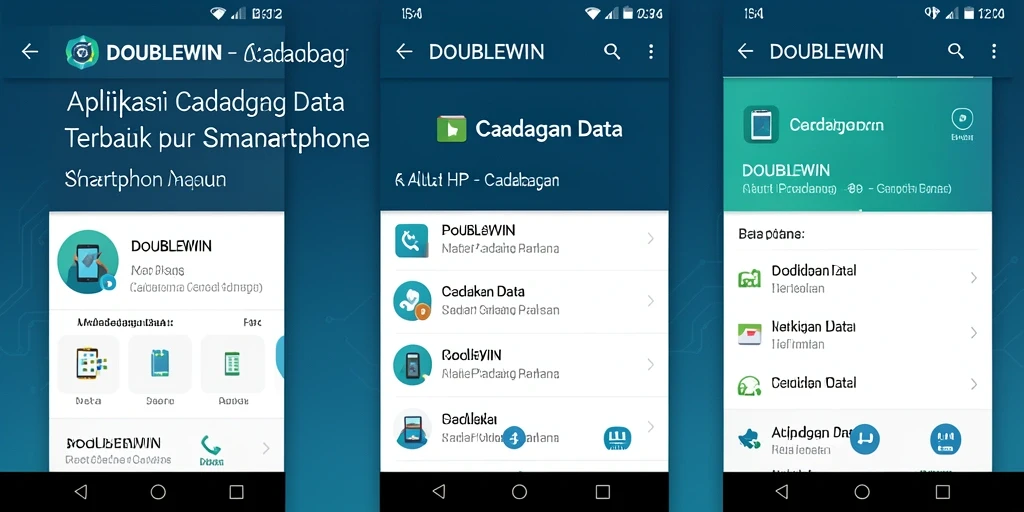 Antarmuka pengguna DOUBLEWIN dengan fitur cadangan data yang praktis.