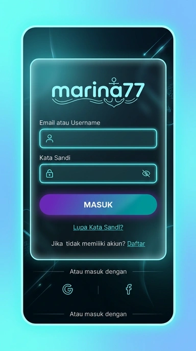 Tampilan halaman login marina77