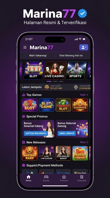 Tampilan kanal resmi marina77